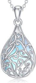 wholesale 925 Sterling Silver Blue Moonstone Teardrop Filigree Pendant Necklace-0-0