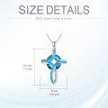 wholesale 925 Sterling Silver Turquoise and White Opal Celtic Cross Pendant Necklace for Women-0-26