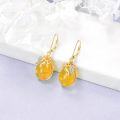 wholesale 925 Sterling Silver Yellow Gold Plated Teardrop Amber Butterfly Drop Earrings-0-2