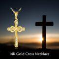 wholesale 14K Gold Infinity Knot CZ Cross Pendant Necklace s for Women Girls-0-5