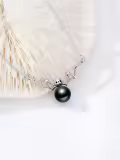 TOUPOP Sterling Silver Black Pearls Necklace Women's Infinity Jewelry Gift-0-3