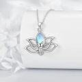 wholesale 925 Sterling Silver Lotus Flower Pendant with Blue Opal and Animal Charms Necklace for Women Girls  48cm Chain Length-0-3