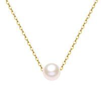 wholesale 14k White Gold Simple Freshwater Pearl Necklace-Yellow Gold