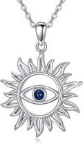 wholesale 925 Sterling Silver Lapis Lazuli Evil Eye Sun Pendant Necklaces Spiritual Protection s for Women and Men with 18+2 Chain-0-0