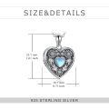 wholesale 925 Sterling Silver Heart-Shaped Photo Locket Pendant with Blue Stone and Sunflower Design - Mother's Day Gifts for Women-0-3