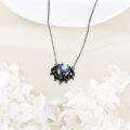 wholesale 925 Sterling Silver Blue Stone Bat & Crescent Moon Necklace with Stars and Phases Pendant-0-4