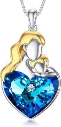 wholesale TOUPOP 925 Sterling Silver With Crystals Mother And Son Pendant Birthday Jewelry For Wife -undefined