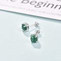 wholesale 925 Sterling Silver Green Malachite Stud Earrings - 6MM Round Gemstone  for Women-0-4