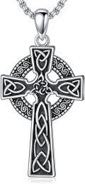 wholesale 925 Sterling Silver Celtic Knot Cross Pendant on 24+2 Chain - Mens Jewelry-0-0