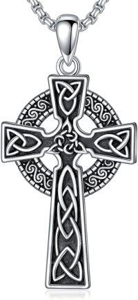 wholesale 925 Sterling Silver Celtic Knot Cross Pendant on 24+2 Chain - Mens Jewelry-Celtic Cross Necklace