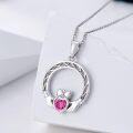 wholesale 925 Sterling Silver Claddagh Necklace w Simulated Birthstone Celtic Knot Heart Pendant-0-1