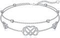 wholesale TOUPOP Heart Celtic Knot Anklet For Women 925 Sterling Silver Adjustable Foot Double Layered Chain Anklet Bracelets Celtic Jewelry Christmas Birthday Gifts For Her Mother Friend -0-0