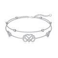 TOUPOP Sterling Silver Heart Celtic Knot Adjustable Double Layer Anklet-0-0