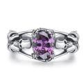 wholesale 925 Sterling Silver Ring With Purple Gemstone And Skull Design-0-0