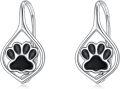 wholesale 925 Sterling Silver Teardrop Paw Print Dangle Drop Hoop Earrings for Women's -0-0