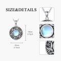 wholesale 925 Sterling Silver Round Moonstone & Opal Vintage Filigree Flower Picture Frame Pendant Necklaces Gifts for Women-0-4