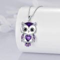 wholesale 925 Sterling Silver Birthstone Owl Pendant Necklace Jewelry Gift for Women-0-2