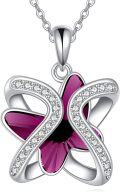 wholesale Sterling Silver Swarovski Crystal Infinity Butterfly Pendant Necklace-0-0