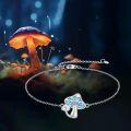 wholesale 925 Sterling Silver & Opal Mushroom Bracelet for Women - Adjustable 7.2 Inch Chain - Vitality & Life Power Symbol - Gift Ready-0-5