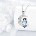 wholesale 925 Sterling Silver Purple Moonstone Owl Pendant Necklace-0-3