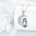 wholesale 925 Sterling Silver Moon Owl Pendant Necklace Wholesale With Colorful Details-0-3