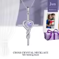 TOUPOP White Gold S925 Sterling Silver Alexandrite June Birthstone Cross Pendant Necklace-0-4
