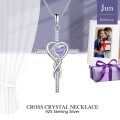 TOUPOP White Gold S925 Sterling Silver Alexandrite June Birthstone Cross Pendant Necklace-0-4