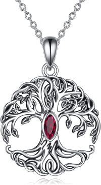 wholesale Sterling Silver Celtic Tree of Life Necklace w Simulated Emerald Abalone Shell Birthstone Pendant-14 July