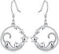wholesale 925 Sterling Silver Moon & Stars Drop Earrings for Women-0-0