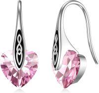 wholesale 925 Sterling Silver Birthstone Celtic Dangle Drop Earrings Hypoallergenic Hook Irish Jewelry Gifts-Silver-10-Oct