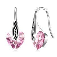 wholesale 925 Sterling Silver Heart Drop Earrings Wholesale With Cz And Celtic Design-Silver-10-Oct