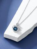 wholesale 925 Sterling Silver Blue Freshwater Pearl Rose Pendant Necklace with Cubic Zirconia Accent-0-2