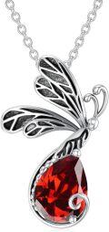 wholesale Sterling Silver Natural Created Gemstone Dragonfly Necklace Pendant-0-11