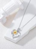 wholesale 925 Sterling Silver Heart Sunflower Pendant Necklaces for Women Gifts-0-4