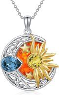 wholesale Sterling Silver Celtic Moon Sun Star Necklace for Women Girls-0-18