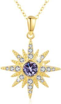 wholesale Sterling Silver Gold Plated Opal Moonstone Birthstone Starburst Necklace for Women-June Stone