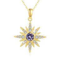 wholesale 925 Sterling Silver Sunburst Pendant With Opal And Cubic Zirconia-June Stone