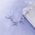 wholesale 925 Sterling Silver Purple Star Drop Earrings With Zirconia Accents-0-1