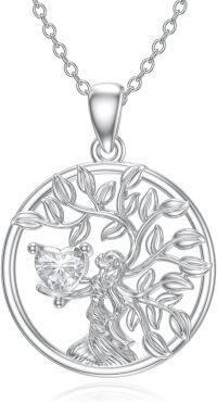 wholesale  Sterling Silver Tree of Life Birthstone Necklace for Women Gift -13-Tree of Life