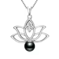 TOUPOP Sterling Silver Black Pearls Necklace For Women-0-1
