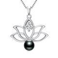 TOUPOP Sterling Silver Black Pearls Necklace For Women-0-1
