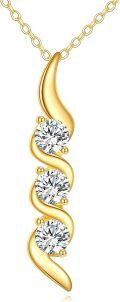 wholesale 14K Gold Diamond Triple Spiral Pendant Necklace for Women-0-0