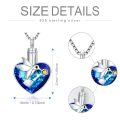 wholesale 925 Sterling Silver Hummingbird Blue Austrian Crystal Heart Cremation Jewelry with Funnel and Tools-0-3