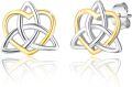 wholesale 925 Sterling Silver Triquetra Studs with Gold Accents - 925 Sterling Silver Jewelry for Women and Girls-0-0