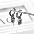 wholesale 925 Sterling Silver Skull Hoop Earrings Wholesale With Chain Detail-0-1