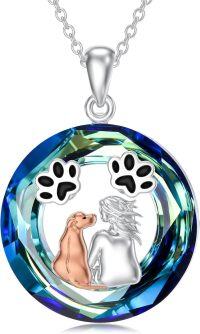 wholesale TOUPOP Dog Necklace For Women 925 Sterling Silver Dog Pendant Necklace With Crystal Pet Animal Memorial Jewelry Gifts For Dog Lovers -undefined