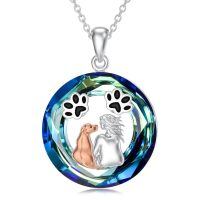 TOUPOP Sterling Silver Crystal Dog Pendant Memorial Necklace For Women-undefined