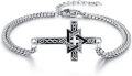 wholesale 925 Sterling Silver Black Enamel Star of David Celtic Cross Charm Bracelet for Men Women-0-0
