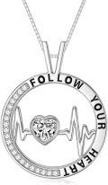 wholesale TOUPOP Heartbeat Necklace For Women 925 Sterling Silver Heart Zircon Necklace Birthday Gift For Women Wife Sister Mom Girlfriend Jewellery Gift For Christmas Valentine's Day -0-0