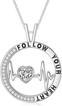 wholesale TOUPOP Heartbeat Necklace For Women 925 Sterling Silver Heart Zircon Necklace Birthday Gift For Women Wife Sister Mom Girlfriend Jewellery Gift For Christmas Valentine's Day -undefined